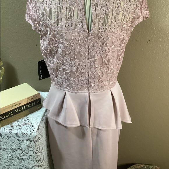 New Enfocus Studio Peplum Lace Pink Midi Dress - Picture 4 of 14